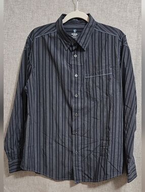 KUHL Men's Dark Gray Pinstripe Button-Down Shirt